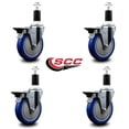 thumbnail image 2 of 5 Inch Blue Poly Swivel 1-3/8 Inch Expanding Stem Caster Set with Brake SCC, 2 of 2