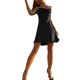 thumbnail image 2 of Vestido corto de satén con tirantes finos y cuello vuelto para mujer XBTCLXEBCO Negro, Chico, 2 of 4