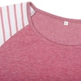 thumbnail image 4 of Duoif Womens Summer Tops, Striped Round Neck Top, Large Size Casual Wear Shirts for Women Pink XL, 4 of 9