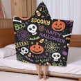 thumbnail image 5 of Halloween Spooky Words and Icons Pattern Hooded Bath Towel，50"x30" for Ages 3 To 12 Kids, Quick Dry Lightweight Soft Microfiber Hood Beach Towel Cover Up for Kids, 5 of 7