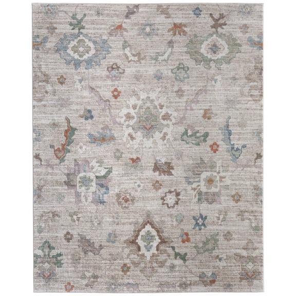HomeRoots 617341 10 x 13 ft. Tan, Brown & Blue Abstract Distressed Rectangle Area Rug