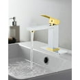 thumbnail image 6 of Bathroom Faucet 1 Hole, Single Handle Stainless Steel Bathroom Sink Faucet, Modern Vanity Faucets with Deck Plate,Water Supply Hoses and Pop Up Drain,Polish Chrome Handle and Polish Gold, 6 of 18