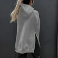 thumbnail image 5 of RYRJJ Oversized Sweatshirt for Women Fall Winter Long Sleeve Solid Color Tunic Hoodies Split Hem Loose Comfy Hooded Pullover Tops with Pockets(Gray,S), 5 of 7