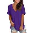 thumbnail image 3 of Mittory Womens Summer Dolman Sleeve V Neck Casual Tops Tshirts Solid Color Blouse, 3 of 5