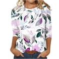 thumbnail image 3 of Pompotops Blouse Mode Femme Manches Trois-Quarts Col Rond Rétro Imprimé de Pâques Ample, 3 of 5