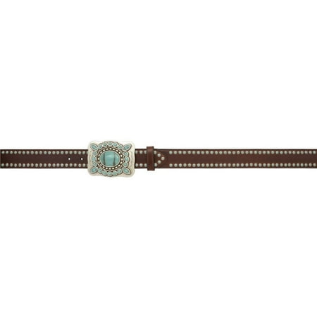 Womens Dark Brown Leather - Angel Ranch Western Belt Womens Leather Stones Dark Brown A894