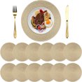 thumbnail image 1 of Dinner Parties Table Mats, Round Placemats Braided Design Heat Resistant for Indoor Outdoor Use, Washable and Non-Slip for Kitchen Dining Tables, Everyday Use, Gold (38cm Diameter), 1 of 7