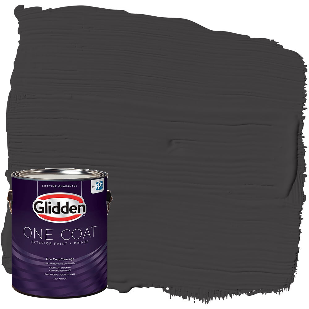 Glidden One Coat Exterior Paint and Primer, Black Magic/Black, 1 gallon ...
