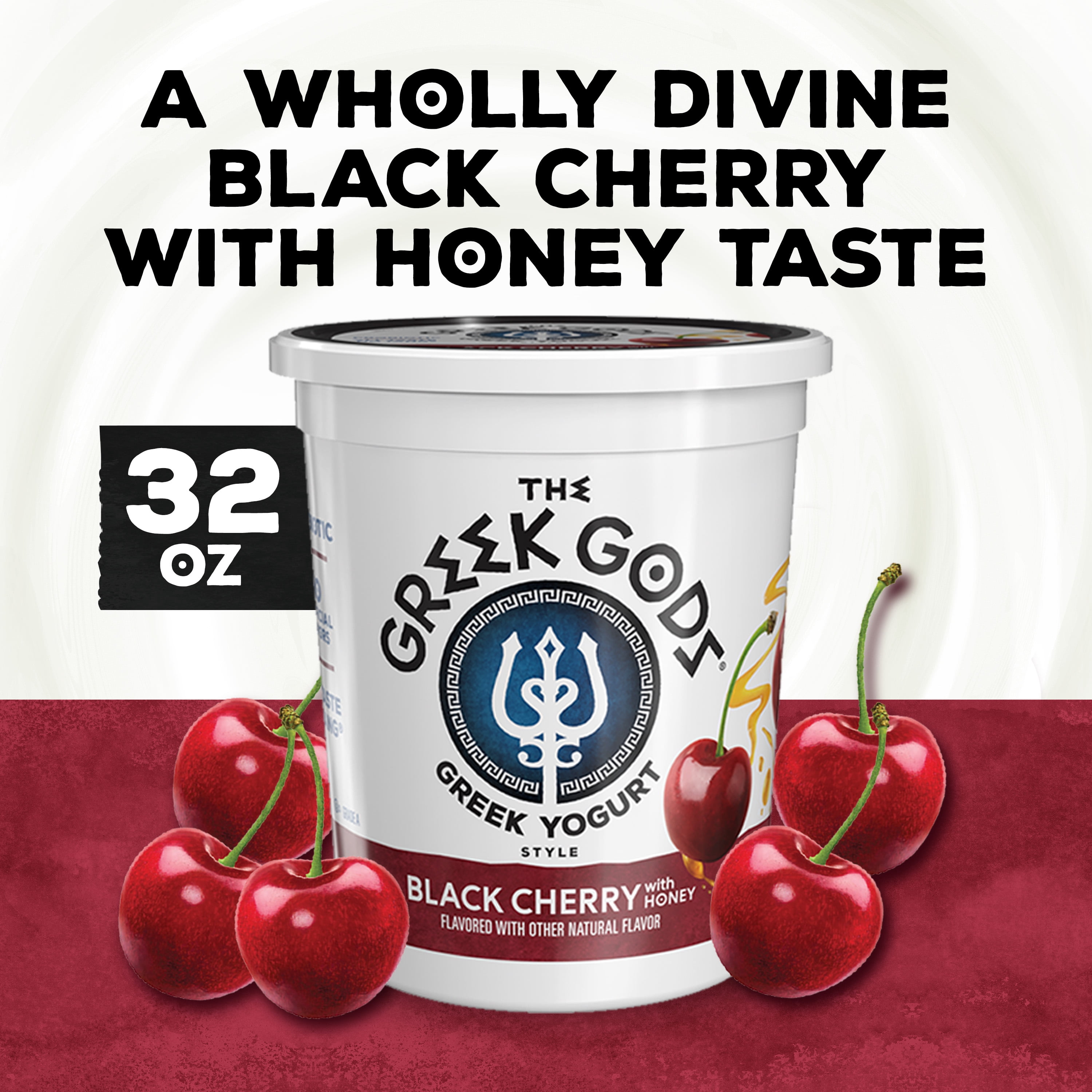 The Greek Gods Greek Style Yogurt, Probiotic Yogurt, Black Cherry with Honey, 32 oz