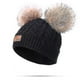 thumbnail image 1 of Gorro de lana para niño pequeño, gorro de punto con doble pompón y giro invernal, color rosa, 1 of 1