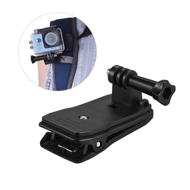 Backpack Strap Cap Clip Mount 360 Degree Rotary Clamp Arm for GoPro Hero 7/6/5/4/3+ for Yi Lite 4K + Action Camera
