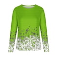 thumbnail image 4 of BLVB Christmas Shirts for Women Long Sleeve Crewneck Snowflake Graphic Tee Tops Vacation T Shirts Blouse Christmas Gifts, 4 of 5