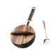 thumbnail image 5 of Sartén wok de hierro fundido resistente, sin revestimiento, tradicional, de fondo plano, multiusos. 24 cm, 5 of 9