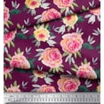 thumbnail image 3 of Soimoi Poly Georgette Fabric Leaves & Rose Watercolor Print Fabric by The Yard 52 Inch Wide, 3 of 3