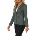 thumbnail image 4 of INSPIRE CHIC Women's Faux Suede Blazer Lapel Collar Long Sleeves Wear-to-Work Jacket L Dark Grey, 4 of 6