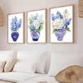thumbnail image 2 of 3 Pieces Blue White Chinoiserie Hydrangea Posters Canvas Wall Art Print Set Watercolor Flowers Botanical Plant Decor Canvas Painting Oriental Porcelain Vase Flower Jar Pictures No Frame, 2 of 7