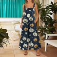 thumbnail image 6 of WTOBBY Women's Casual Jumpsuit in Sleeveless Cotton with Halloween Printed Design, Comfortable Fit for Everyday Use, Great for Festive and Casual Occasions,NavyS, 6 of 8