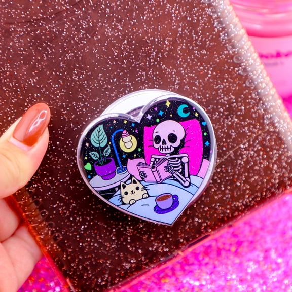 Cozy Skeleton Glitter Magsafe Popsocket, Magsafe Phone Grip , Halloween Gift, Halloween Colection, Gift for Friend, Gift for Girl Friend