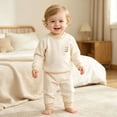 thumbnail image 2 of Baby Boy Girls Girls' 2 Piece Made With Cotton Sleepwear Fall Clothes Fall Winter Outfit 90 Boy Girl Khaki Fall Winter Tops+Pants Pajamas & Dailywear Set, 2 of 7