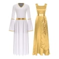 thumbnail image 1 of Kaerm Robe Tunique de Danse pour Femmes, Célébration Liturgique, Église, Culte, Danse, Robe Maxi avec Manches Longues, Jaune&Blanc G, 1 of 7
