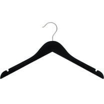 NAHANCO #20817HU 17" Black Rubberized Non-Slip Wooden Top Hangers (Pack of 25)