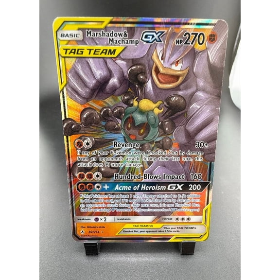 Collectible 2019 Pokemon Unbroken Bonds Marshadow & Machamp GX Holo Rare Trading Card 82/214