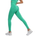 thumbnail image 1 of Pantalones de yoga elásticos de cintura alta para mujer - Leggings opacos con cintura en forma de V y efecto fruncido en los glúteos, 1 of 7