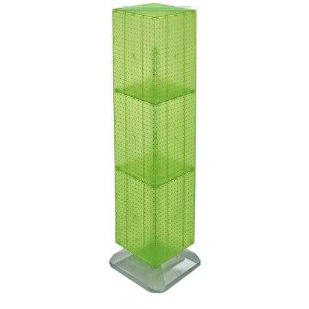 UPC: 0794504363258 | Azar Displays 701464-GRE Green Four-Sided Pegboard Tower Floor Display on Revolving Base. Spinner Rack Stand. Panel Size: 14 W x 60 H