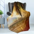 thumbnail image 4 of Ocean Soft Flannel Fleece Throw Blanket, Sunset on the Beach of Caribbean Sea Waves Coast with Palm Tree, Cozy Plush for Indoor and Outdoor Use, 50" x 70", Dark Orange Baby Blue, by Ambesonne, 4 of 5