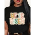 thumbnail image 2 of Plus Size Easter Day Casual T-shirt, Women's Plus Letter Print Short Sleeve Slight Stretch Tee Tee For Adult, Men, Women, Teen, Teenager, Adolescent, Youth, 2 of 8