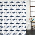 thumbnail image 4 of Small Stall Shower Curtain 36x78 Inch Narrow Half Size Blue Coastal Shark Bath Curtains Bathroom Decor, Ocean Sea Nautical Waterproof Fabric Shower Curtain Set with Hooks 36 Inch, 4 of 7