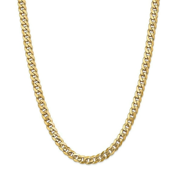 Chaîne Gourmette Plate Biseautée en Or Jaune 14k 8mm