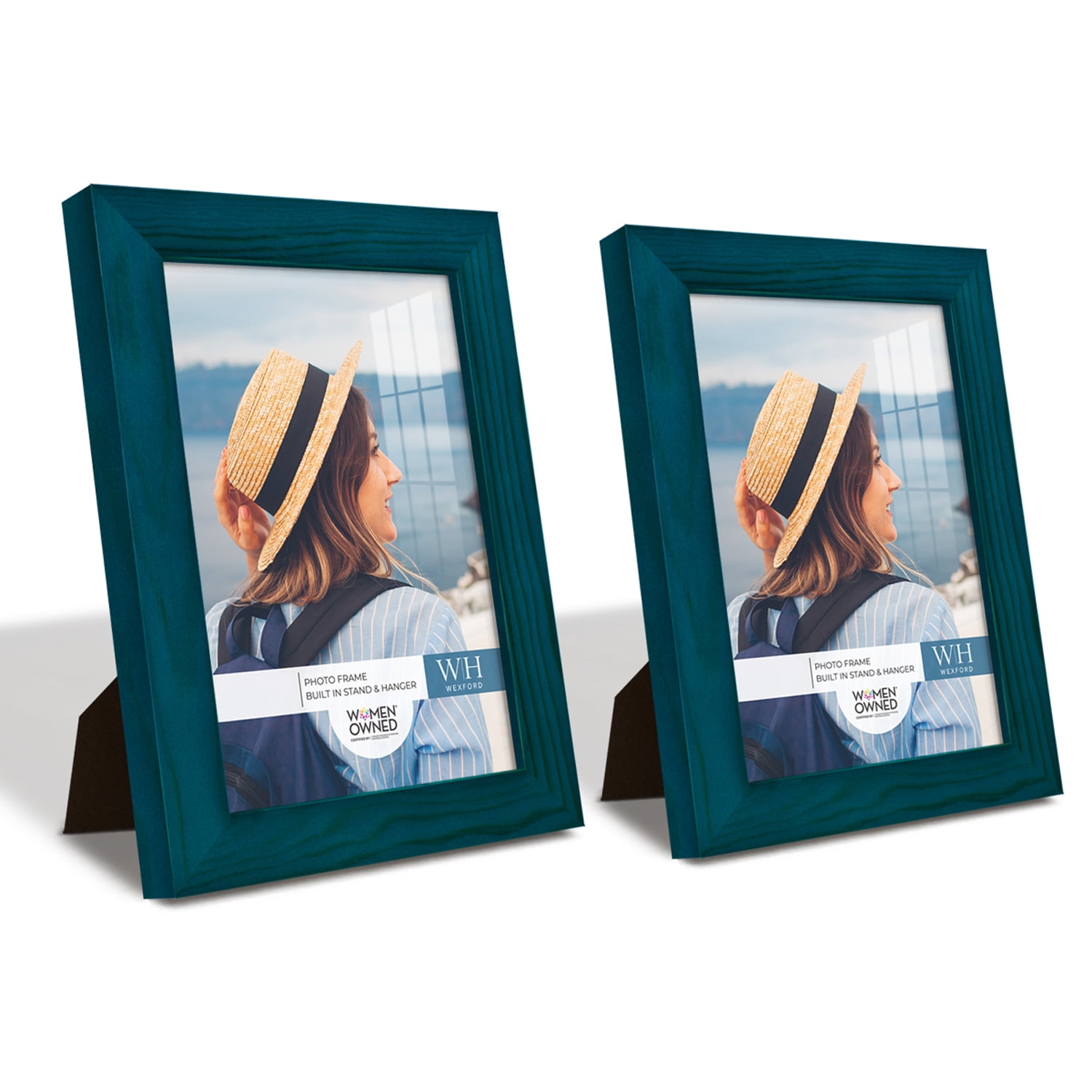 Woodgrain 5 in. x 7 in. Ocean Blue Picture Frame (Set of 2)