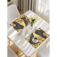 thumbnail image 5 of Gnomes Black Placemats Set of 6, Yellow Sunflower Floral Bee Summer Spring Placemats for Dining Table, Place Mats for Kitchen Tabletop, Waterproof Wipeable Dining Table Mats Set, 5 of 9