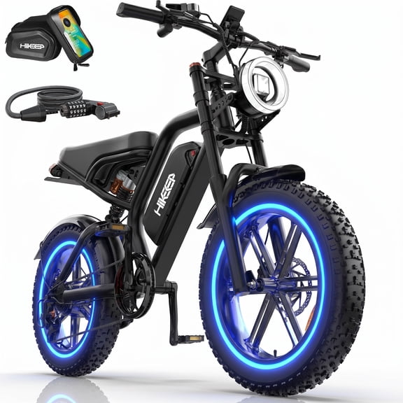 HiKeep 1500W Peak Electric Bike for Adults, 20"x4.0" Fat Tire E-Bike, 48V 15.6Ah Battery, 32MPH, Shimano 7-Speed, E-Mountain Bicycle UL2849