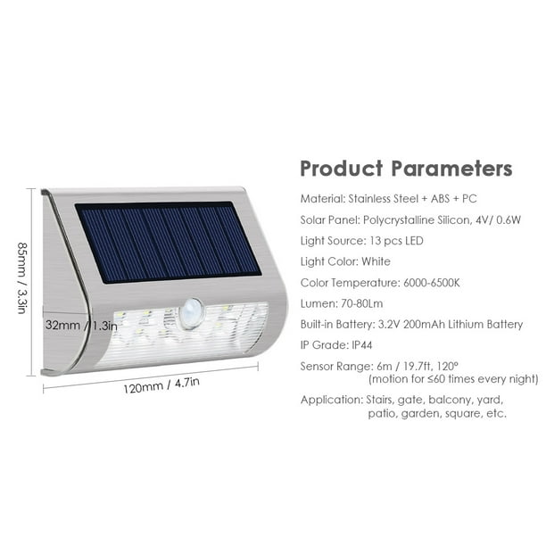 2 Lampes Solaires Détecteur De Mouvement Fonctionne Avec L'énergie