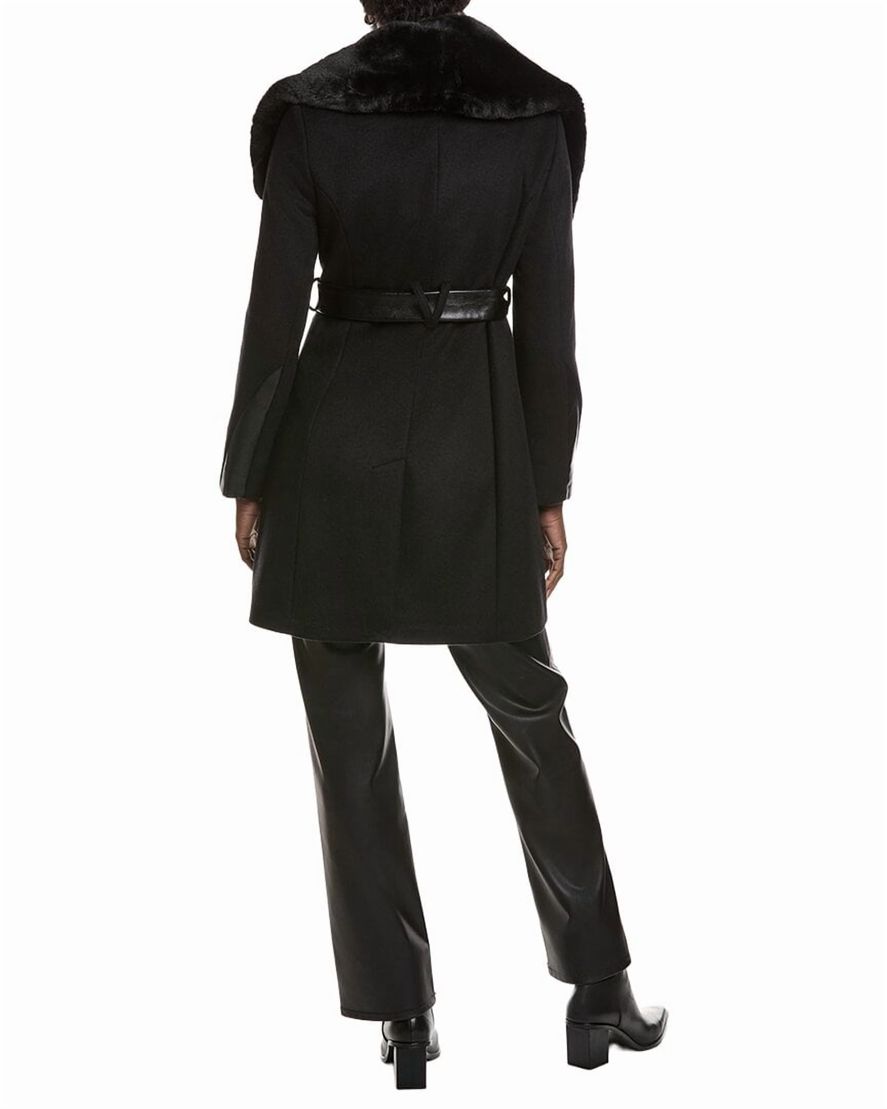 Via Spiga womens Asymmetrical Zip Wool-Blend Coat, XL, Black