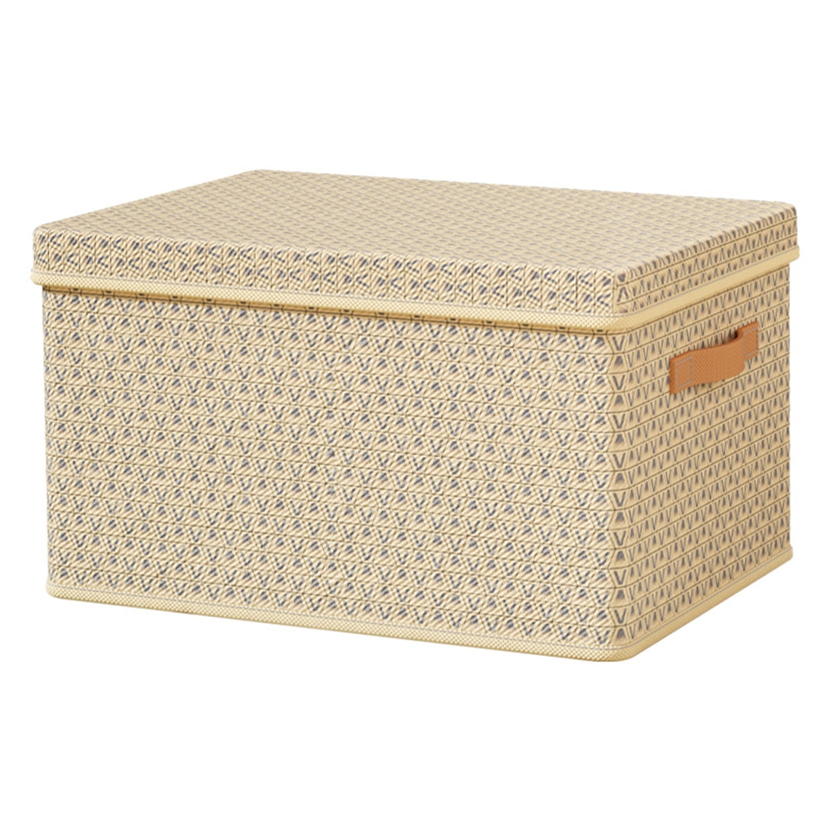 Clothing Storage Bins with Lid, Foldable Storage Baskets for Organizing Shelves Bedroom, Fabric Bins with Handles, Set of 2, Beige