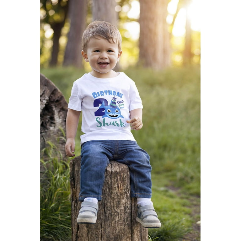 Second Birthday Boy Outfit 2nd Bday Boy Bodysuit Shirt Baby Shark White TShirt Cotton Cake Smash Special Occasion Clothes Party Photo Shooting Props Walmart