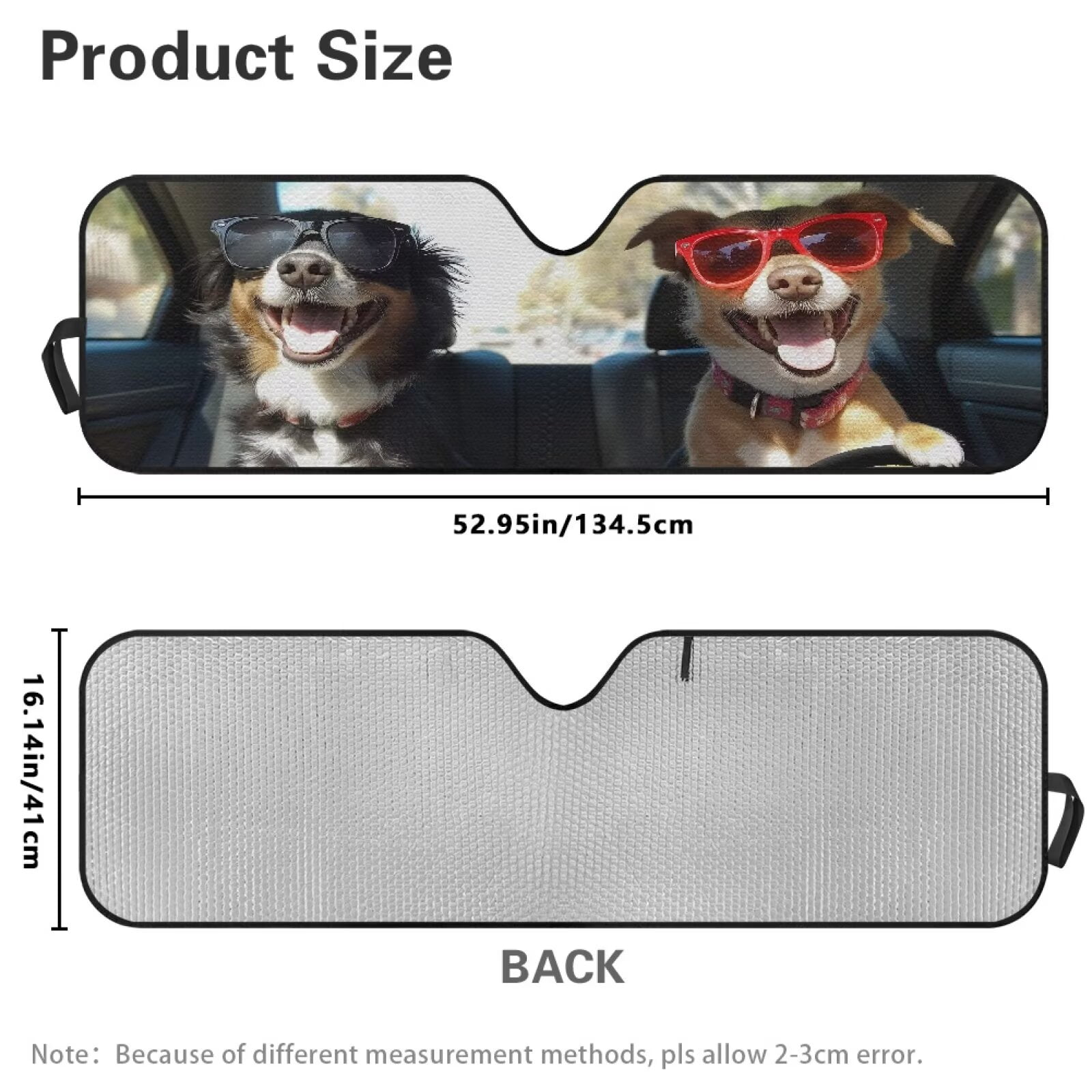 XYZCANDO Dogs Windshield Sun Shade Compatible with Jeep JK JKU JL JLU 1997-2023 Polyester Fully Covered Foldable Front Sunshade Keep Your Vehicle Cool Shade Heat Shield