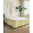 thumbnail image 2 of Pastoral Yellow Flower Bed Skirt California King Size 18 Inch Drop, Watercolor Flower Farm Plant Abstract Adjustable Elastic Dust Ruffles Bedskirt Wrap Around Pleated Mattress Frame Cover, 2 of 9
