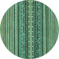 thumbnail image 1 of Ahgly Company Indoor Round Oriental Light Blue Modern Area Rugs, 7' Round, 1 of 4