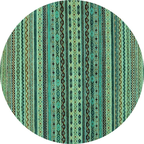 Ahgly Company Indoor Round Oriental Light Blue Modern Area Rugs, 7' Round