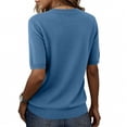 thumbnail image 4 of Summer Short Sleeve Sweater for Women 2026 Casual Crew Neck Oversized Sweater Lightweight Knit Pullover Tops Blue L, 4 of 7