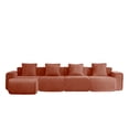 thumbnail image 3 of Newest Modern L-Shape Velvet Sectional with Ottoman & Throw Pillows for Large Living Room & Family Room, Red, 3 of 18