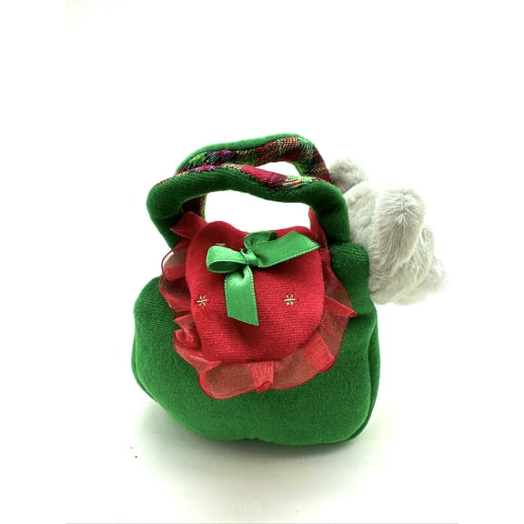 Light Gray Dog Sound Plush Toy With Pet Carrier - By Ganz (4in)