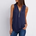 thumbnail image 4 of Womens Tops， LOVE DOCK 2022 Summer Chiffon Tank Tops Women Tunic Zipper V Neck Vest Tops Sexy Sleeveless Loose Vests Ladies Shirt Tops, 4 of 7