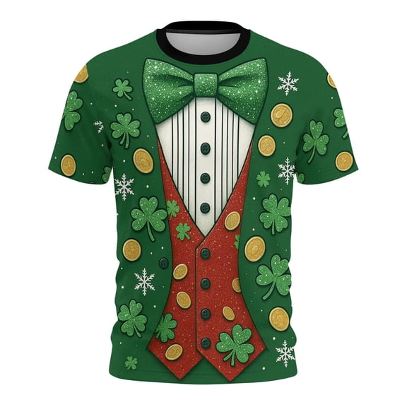 St. Patricks Day Shirts for Men Funny Printed T Shirts Short Sleeve Round Neck Top Casual Summer Graphic Tees Irish Festival Outfit