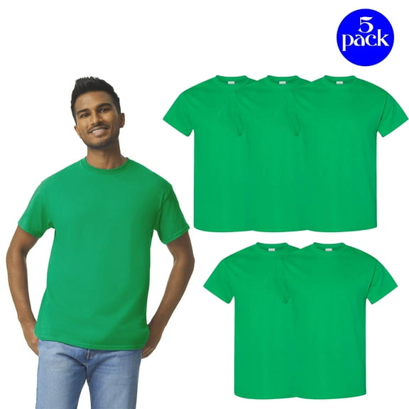 Gildan Heavy Cotton T-Shirt, Basic T-Shirt Multipack, Irish Green, Pack of 5, S