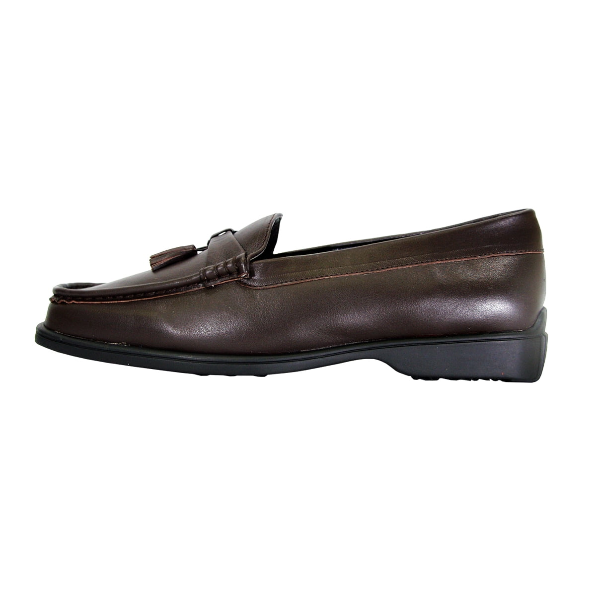 PEERAGE Sonya Wide Width Moccasin Design Comfort Leather Loafers BROWN 7